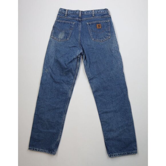 Vtg Y2K Carhartt Mens 32x32 Distressed Heavy Flannel Lined Straight Leg Jeans - Picture 10 of 16